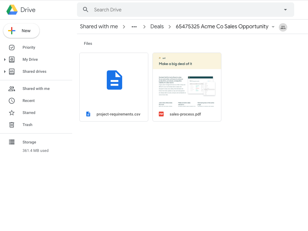 Google Drive for Sell feature detail — Knowledge and Content Management app on the Zendesk Marketplace
